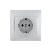 Розетка 1-м СП Mira 16А IP20 с заземл. со вставкой керамика сер. метал. LEZARD 701-1010-122