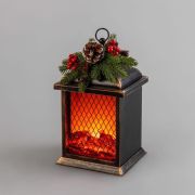 Камин светодиодный Рождество с эффектом живого огня 15х14х26см батарейки 2хС (не в комплекте) и USB бронзовый Neon-Night 511-027