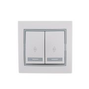 Переключатель проходной 2-кл. СП Mira 10А с сер. вставкой бел. LEZARD 701-0215-106