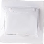 Розетка 1-м СП Кварта РСбш10-3-КБ 16А IP20 с заземл. защ. шторки с крышкой бел. IEK ERK12-K01-16-DM