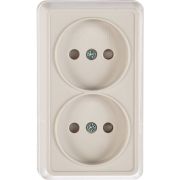 Розетка 2-м ОП Октава РСш22-2-ОБ 10А IP20 без заземл. защ. шторки бел. IEK ERO23-K01-10-DC