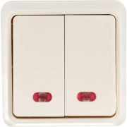 Выключатель 2-кл. ОП Октава 10А IP20 ВС20-2-1-ОКм с индикацией крем. IEK EVO21-K33-10-DC