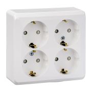 Розетка 4-м ОП Этюд 16А 250В с заземл. защ. шторки бел. SE PA16-208B