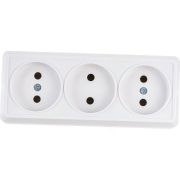 Розетка 3-м ОП Октава 10А IP20 без заземл. бел. IEK ERO30-K01-10-DC