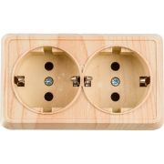 Розетка 2-м ОП Октава РС22-3-ОС 16А IP20 с заземл. сосна IEK ERO21-K03-16-DC