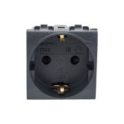 Розетка 1-м СП 2мод. Brava 16А IP20 с заземл. защ. шторки черн. DKC 77482N