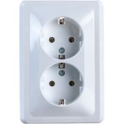 Розетка 2-м СП Вега РС12-3-ВБ с заземл. контактом без защ. шторок 16А бел. IEK ERV21-K01-16-DM