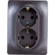 Розетка 2-м СП Glossa 16А IP20 250В с заземл. в сборе графит SE GSL001324