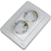 Розетка 2-м СП Blanca 16А IP20 250В с заземл. защ. шторки алюм. SE BLNRS001123