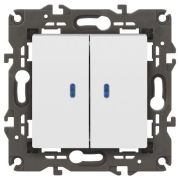 Выключатель 2-кл. СП Elegance 14-1105-01 10А IP20 250В 10AX с подсветкой механизм бел. Эра Б0034237