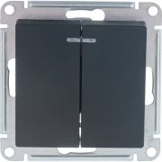 Выключатель 2-кл. СП AtlasDesign 10А IP20 (сх. 5а) 10AX с подсветкой механизм карбон SE ATN001053