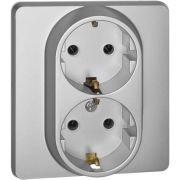 Розетка Inspiria 16А 250В 2х2P+E немецк. стандарт алюм. Leg 673752