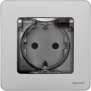 Розетка 1-м СП Inspiria 16А IP44 250В 2P+E защ. шторки с крышкой немецк. стандарт механизм алюм. Leg 673742