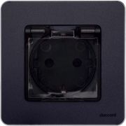 Розетка 1-м СП Inspiria 16А IP44 250В 2P+E защ. шторки с крышкой немецк. стандарт механизм антрацит Leg 673743