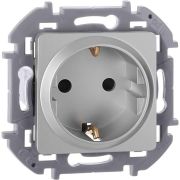 Розетка 1-м СП Inspiria 16А IP20 250В 2P+E защ. шторки немецк. стандарт механизм алюм. Leg 673732