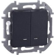Выключатель 2-кл. Inspiria 10А IP20 250В 10AX с подсветкой/индикацией механизм антрацит Leg 673633