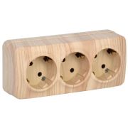 Розетка 3-м ОП GLORY РС23-3-ХС 16А с заземл. сосна IEK ERH31-K34-16