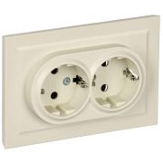 Розетка 2-м СП BRITE РС12-3-БрКр 16А в сборе с заземл. без защ. шторок беж. IEK BR-R21-16-K10-F