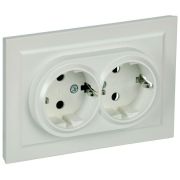 Розетка 2-м СП BRITE РС12-3-БрЖ 16А в сборе с заземл. без защ. шторок жемчуж. IEK BR-R21-16-K36-F