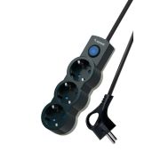 Удлинитель 3х5м с заземл. IP20 с выкл. 10А 2200Вт 220В защ. шторки ПВС 3х1 черн. КОСМОС YKsm5m-3g-Z-V10A-B