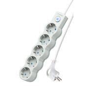 Удлинитель 5х5м с заземл. IP20 с выкл. 10А 2200Вт 220В защ. шторки ПВС 3х1 бел. КОСМОС YKsm5m-5g-Z-V10A-W