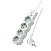 Удлинитель 4х3м с заземл. IP20 с выкл. 10А 2200Вт 220В защ. шторки ПВС 3х1 бел. КОСМОС YKsm3m-4g-Z-V10A-W